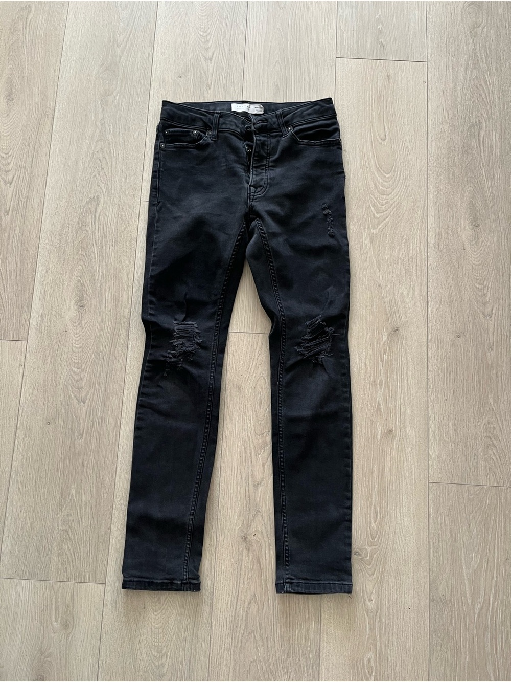 Topman Black Skinny Ripped Jeans
